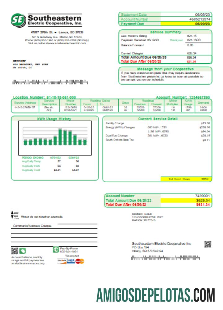 Projeto de lei de negócios de serviços públicos da Southeastern Electric Cooperative, Inc., SCR baixar para verificação